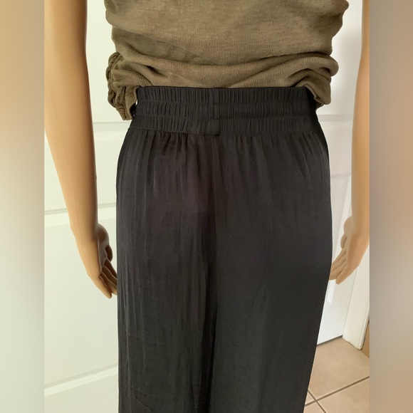 JOIE Black Wide Leg Pleated Satin Pants - Picture 6 of 13